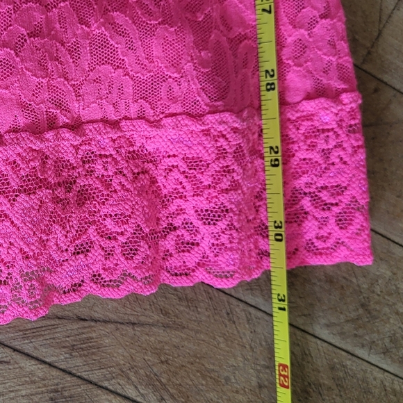 Victoria Secret The Lacie Neon Pink Lace Chemise Slip Lingerie - Picture 9 of 10